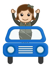 Cartoon Vector - Travelling in a Car