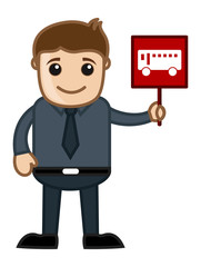 Cartoon Vector - Bus Sign Board