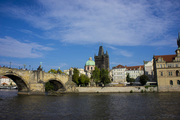 Fototapeta premium Panormany view of the Charles Bridge in Prague
