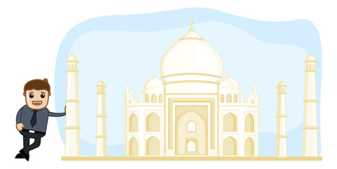 Cartoon Vector - Visit Taj Mahal