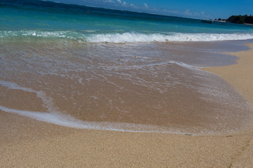 Beautiful tropical beach with lush vegetation
