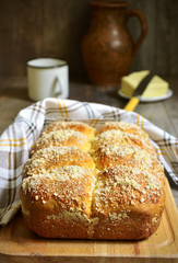 Homemade  vanilla buns with streusel.