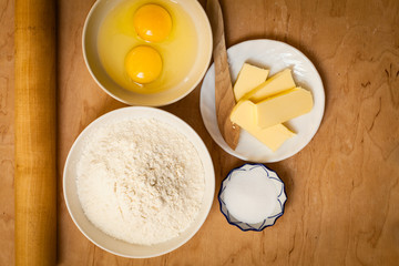 Preparation for baking, bake ingredients.