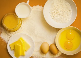 Preparation for baking, bake ingredients.