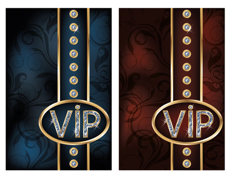Two diamond VIP cards, vector illustration
