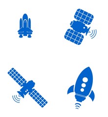 Satellite et fusée en 4 icônes