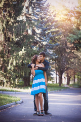 Hugging young couple portrait