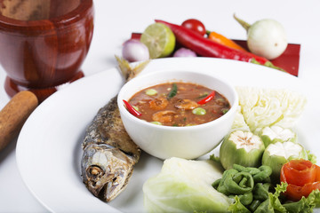 Chili paste with fried mackerel