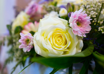 Wedding flowers in Church. Close up