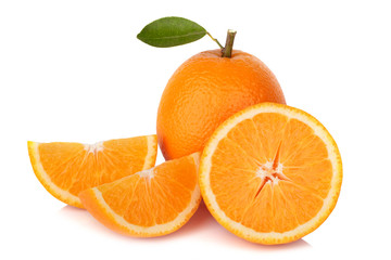 Slice of fresh orange isolated on white background