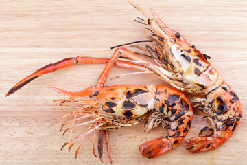Grilled giant freshwater prawn