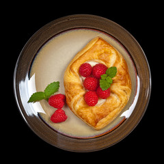 Raspberry pastries. Selective focus.