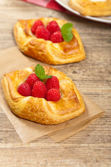 Raspberry pastries. Selective focus.