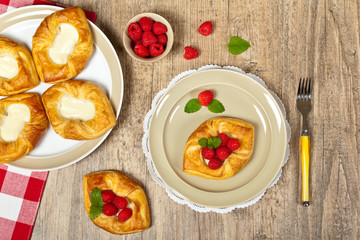 Raspberry pastries. Selective focus.