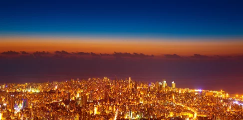 Foto op Canvas Bird eye view of night cityscape © Anna Om