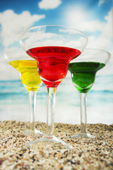 fruity cocktails in the beach