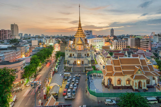 Beautiful gold temple in Thailand name Wat Traimit.,Bangkok, Tha