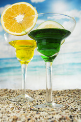 fruity cocktails in the beach