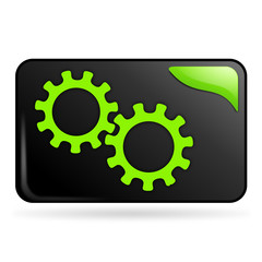 engrenage sur bouton web rectangle vert