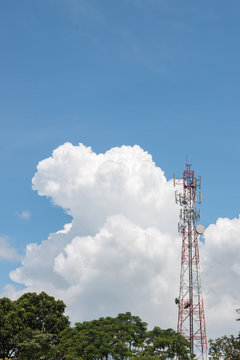 Phone towers and sky