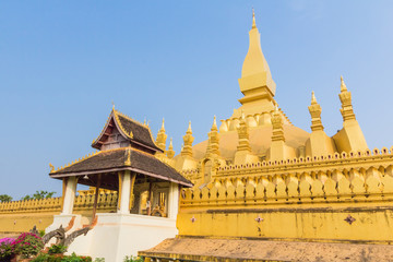 Fototapeta na wymiar Golden pagada Wat Pha-That Luang in Vientiane, Laos
