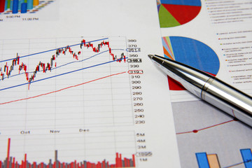 Business chart and pen