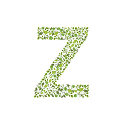 Spring green leaves. eco letter Z