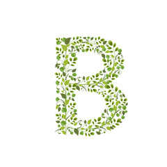 Spring green leaves. eco letter B