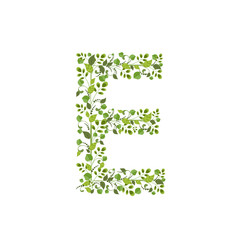 Spring green leaves. eco letter E