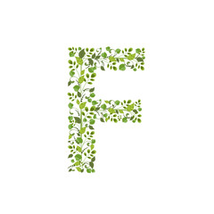 Spring green leaves. eco letter F