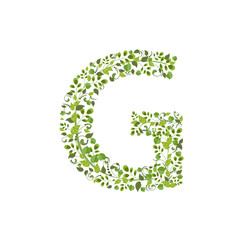 Spring green leaves. eco letter G