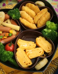 ハートの重箱に入ったお弁当