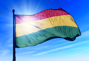 Bolivia flag waving on the wind