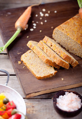 Fresh carrot, spelt and oat bread, loaf