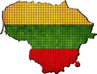 Obraz premium Grunge Lithuania flag and map