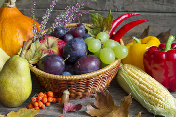 Autumn fruits and vegetables abstract still life © udra11