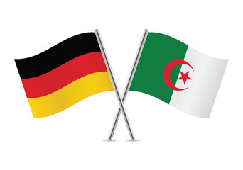 Algerian and German flags. Vector illustration.