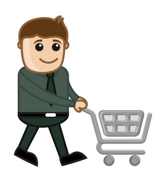 Shopping Cart - Cartoon Vector