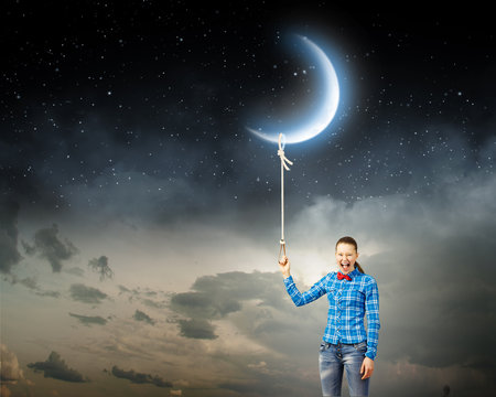 Woman with moon