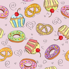 Seamless vector pattern cakes