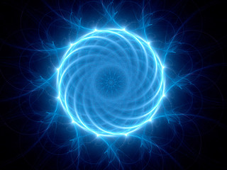 Obraz premium Niebieska świecąca okrągła moc w przestrzeni