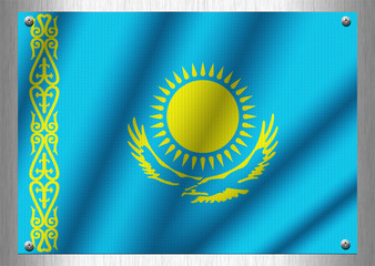 kazakhstan flag patterns on the steel plate.