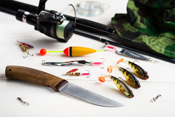 Fishing accessories on the table