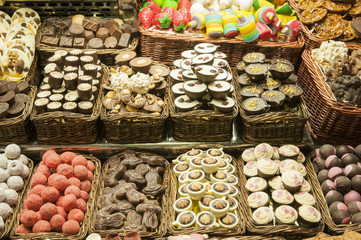 different kinds of chocolate in different shapes