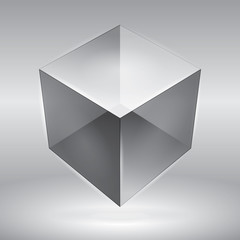 Vector cube, transparent object, graphic abstraction design