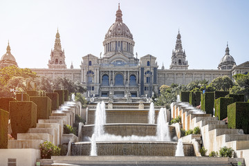 Fototapeta premium National Museum in Barcelona, Placa De Espanya, Palau Nacional,