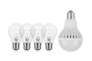 Tungsten Bulbs and LED Bulb Concept