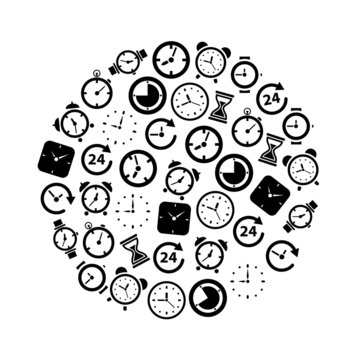 time icons in circle