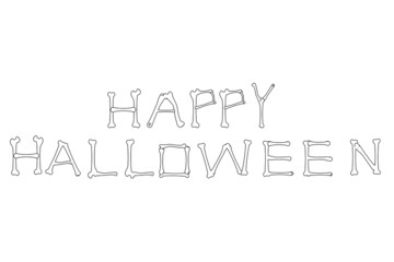 Happy Halloween text element made from bones outline.