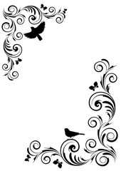 Angle vignette with ornament and birds